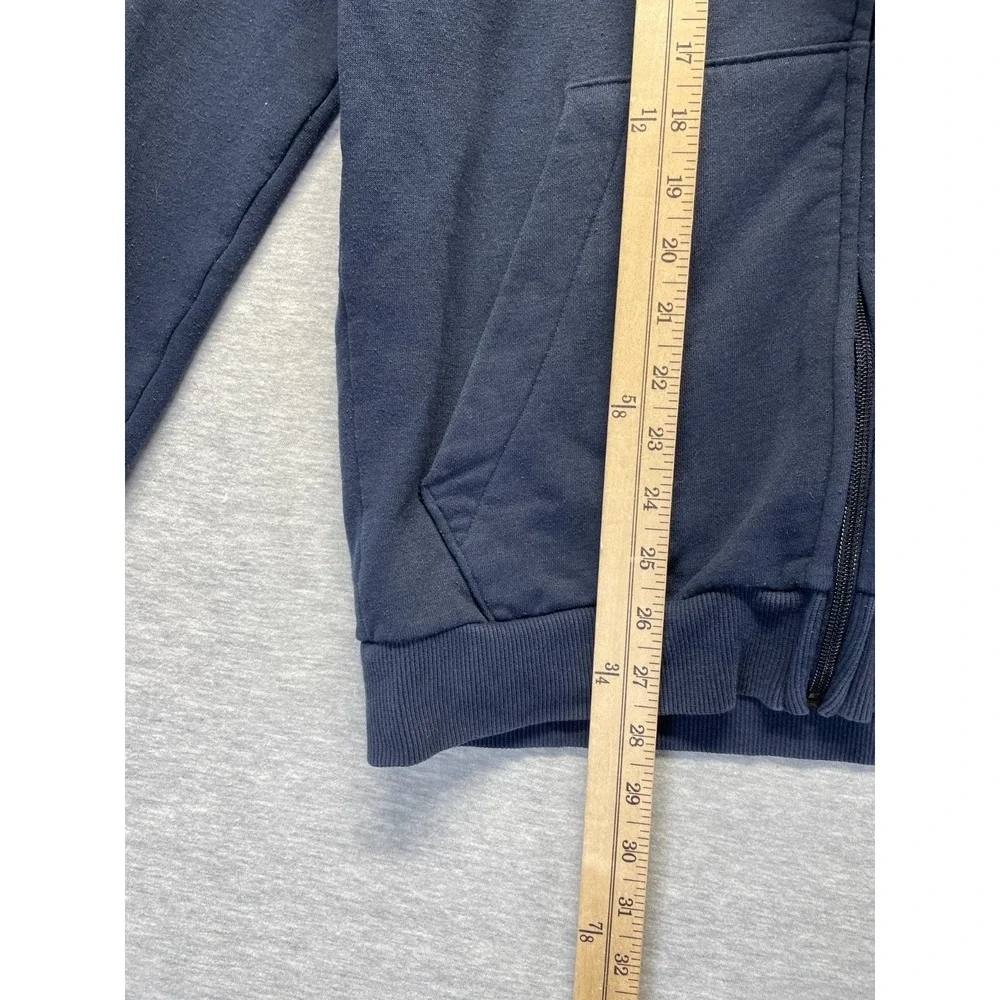 Adidas Essentials Hoodie Mens Small Navy Logo Fleece Lined Full Zip Athleisure